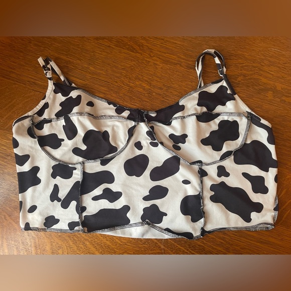 Cow Print Women’s Cami Crop Top Size 3XL Contrast Stitch Corset Soft Approx XL - Picture 12 of 16